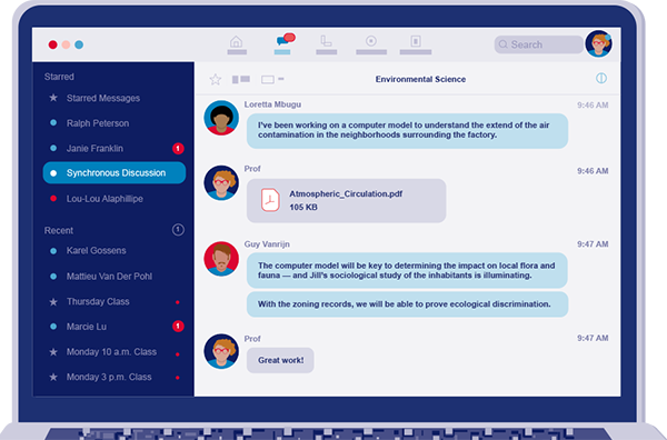 illustration of online chat with students