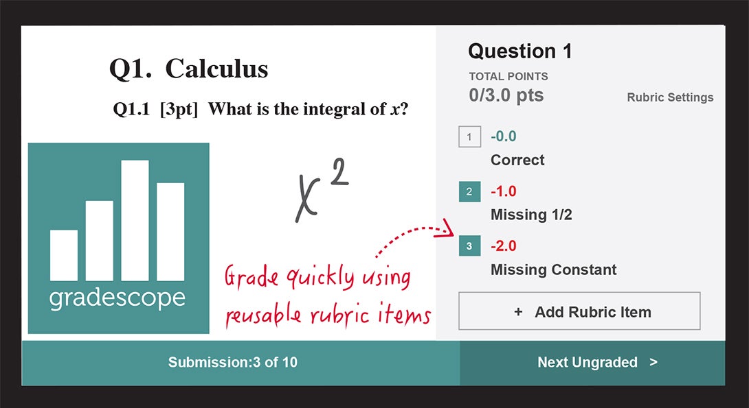 Illustration of grading a test with Gradescope