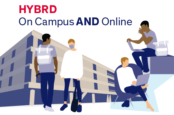students meet on campus and online