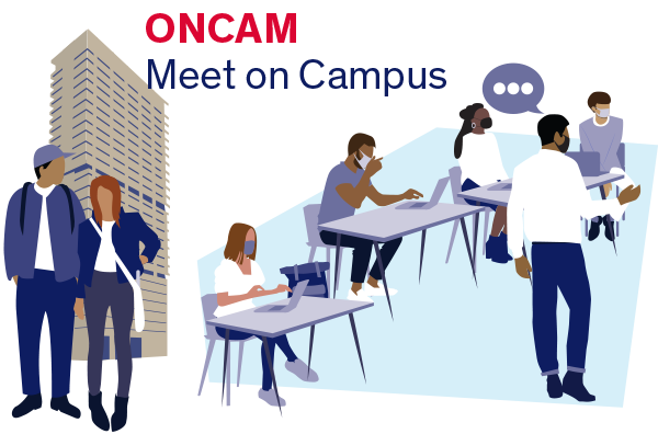 Students meet on campus for ONCAM classes