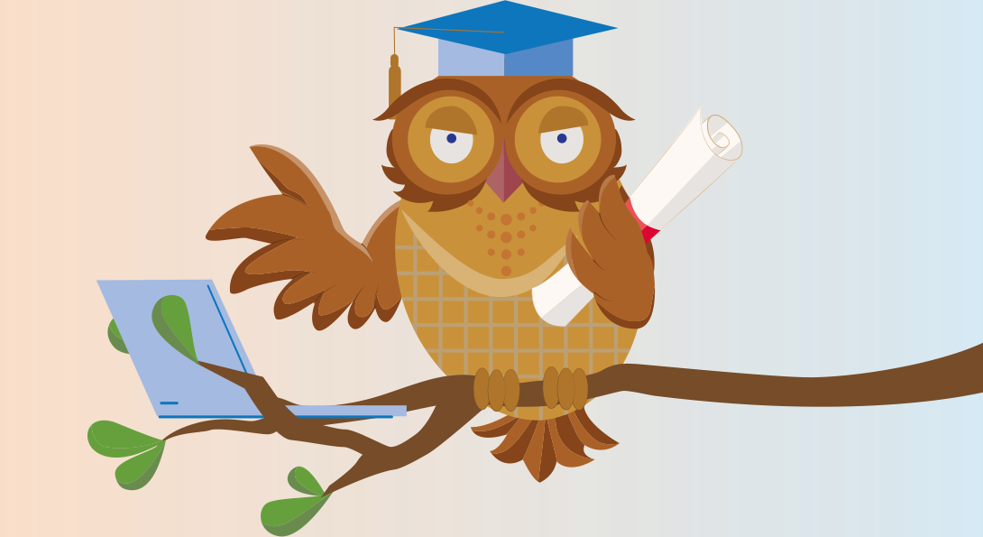 A scholarly owl with a laptop and mortarboard represents the Inclusive Education Certificate awardees.