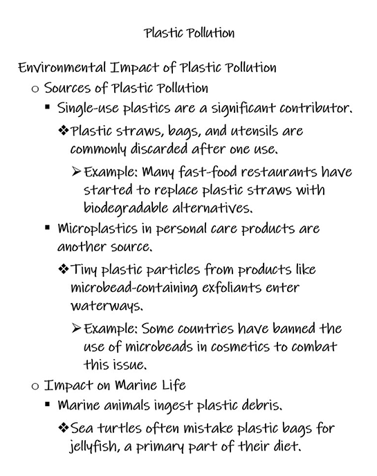 Example of Outline method of note-taking